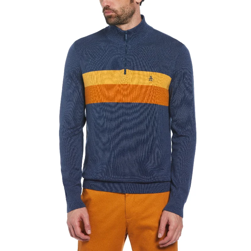 Color Block 1/4 Zip Sweater