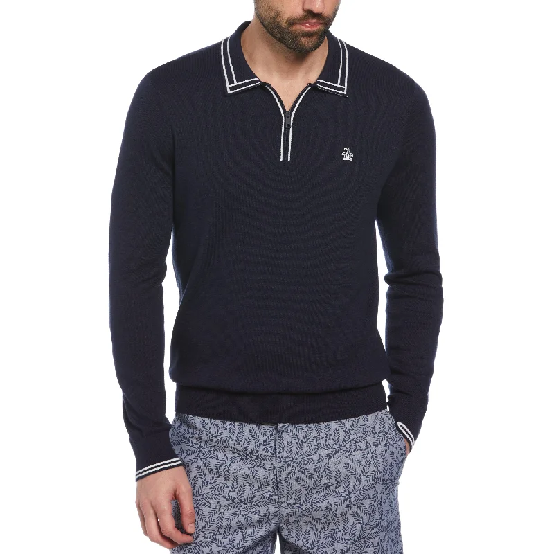 1/4 Zip Cotton Sweater Polo