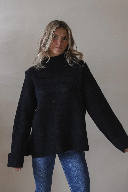 Free Falling Turtleneck Black Sweater