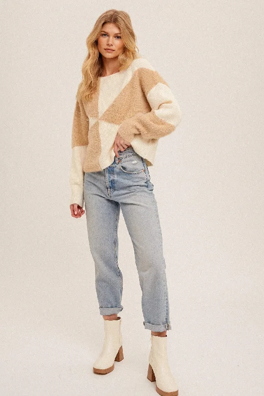 Fuzzy Taupe Groovy Sweater