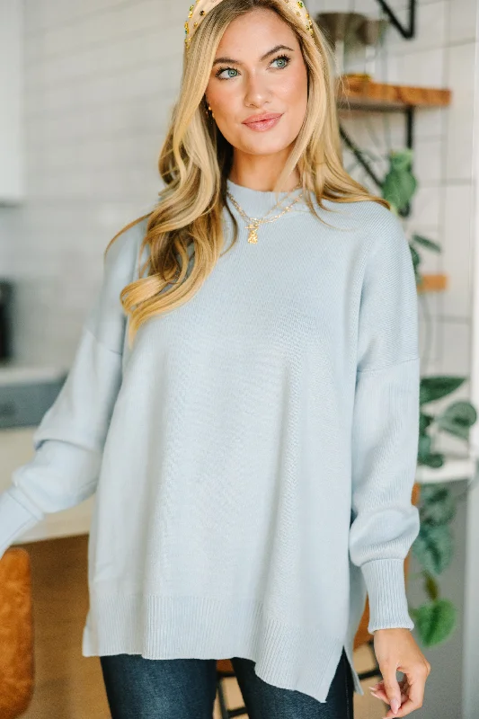 Perfectly You Light Blue Mock Neck Sweater