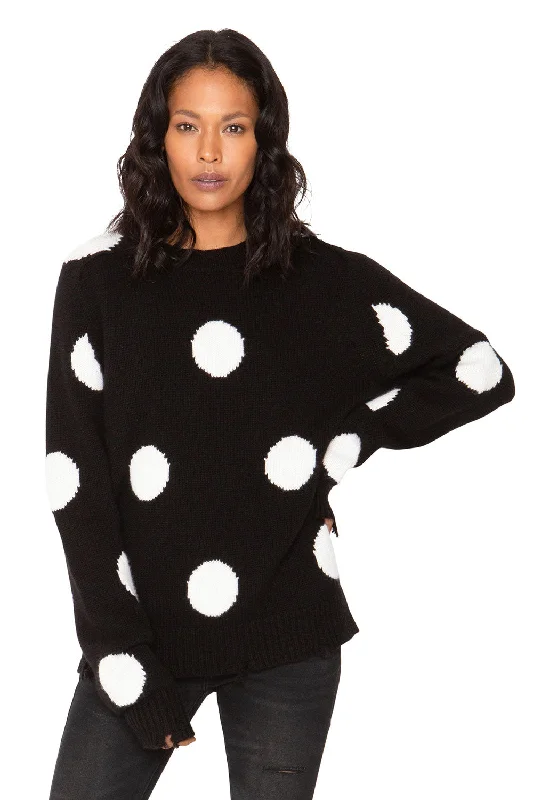 Polka Dot Cashmere Sweater - Black & White