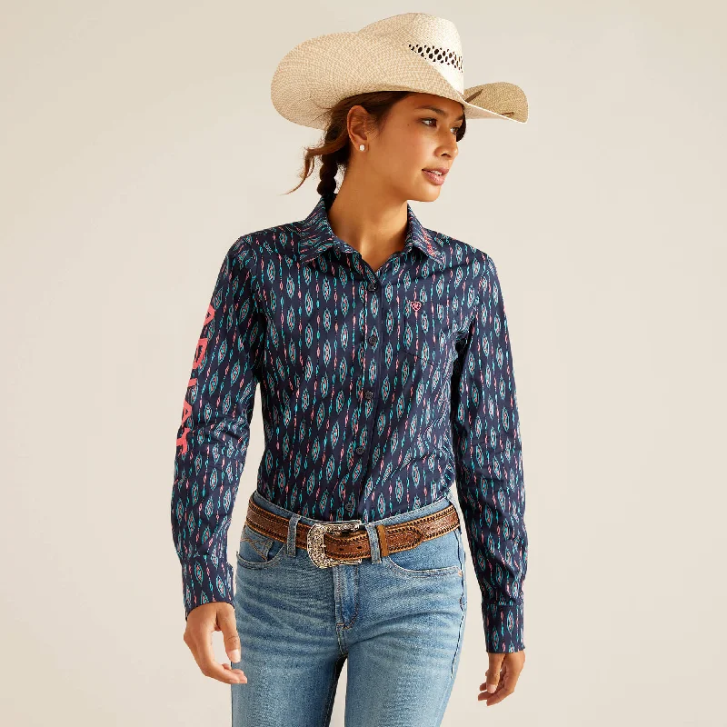 Women's Ariat Wrinkle Resist Team Kirby Stretch Button Down Shirt #10048753