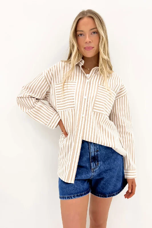 Alayah Shirt Beige Stripe