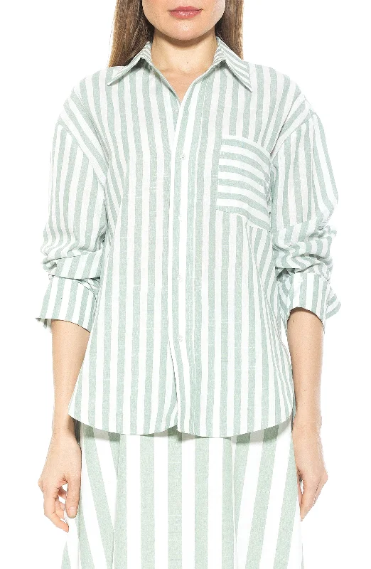 Alexia Admor Tammi Oversize Stripe Boyfriend Button-Up Shirt