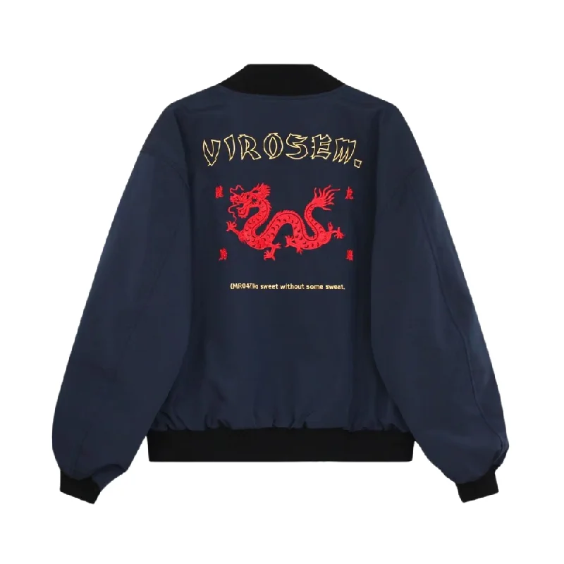 Classic Dragon Embroidered Bomber Jacket