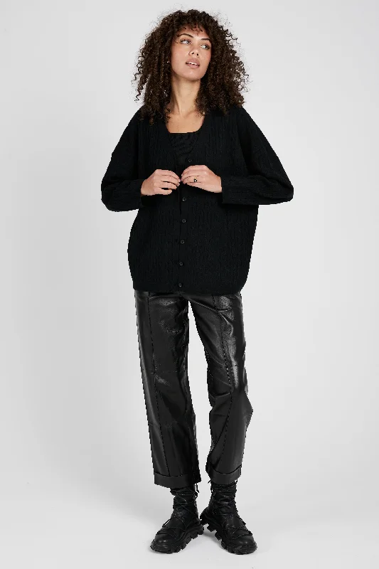 Cooper Cable Knit Cardigan in Black