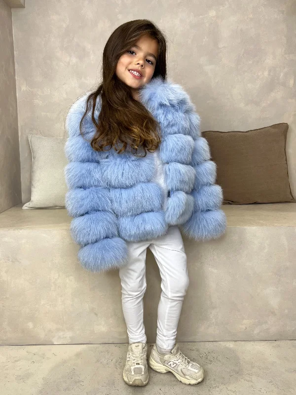 Childrens Baby Blue Luxury Fur Coat