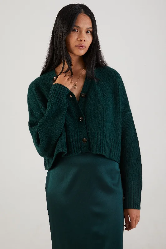 Elliot Button Cashmere Cardigan in Deep Forest