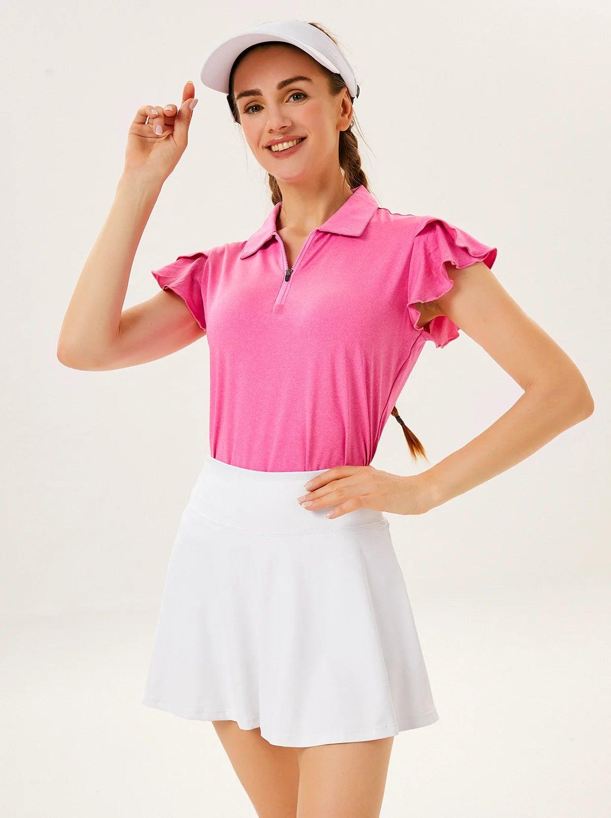 Yarn Pink Short-sleeve Golf Shirt for Women