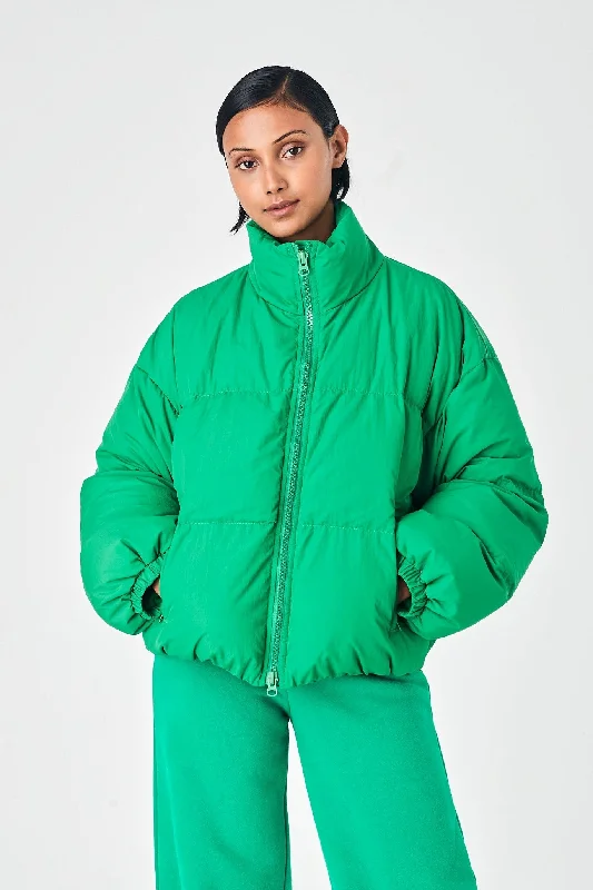 SUMMI SUMMI Womens Puffer Bomber Jacket Green