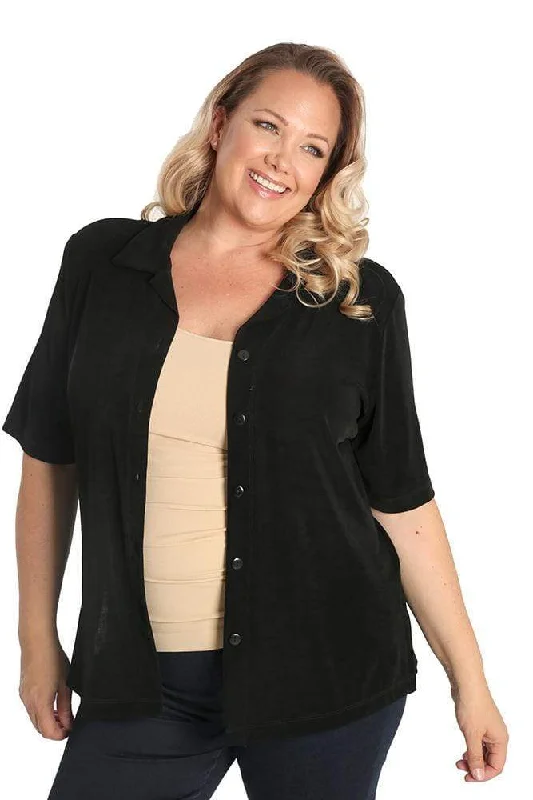 Vikki Vi Classic Black Camp Shirt