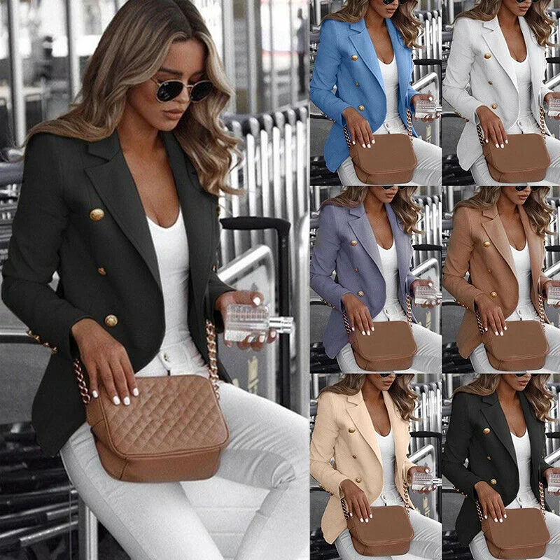 Women Long Sleeve Formal Jackets Cardigan Office Work Lady Notched Slim Fit Suit Business 2019 Autumn New Outwear Tops