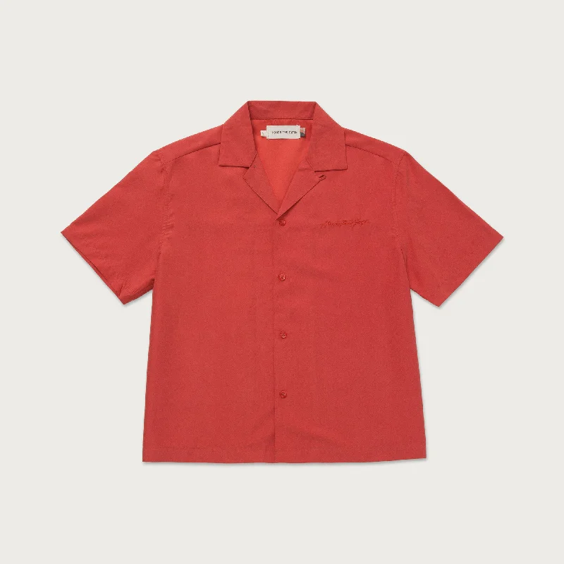 Womens Peached Camp Shirt - Brick