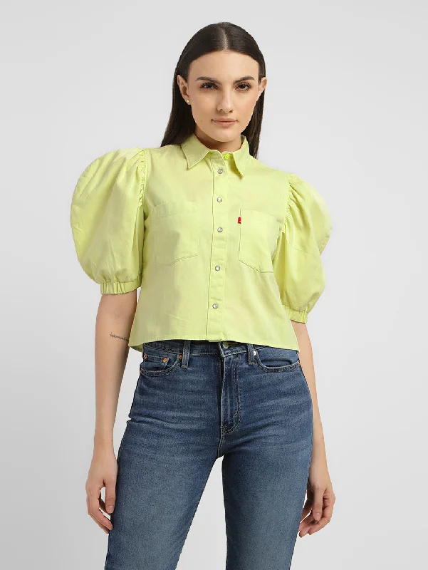 Women's Solid Spread Collar Shirt