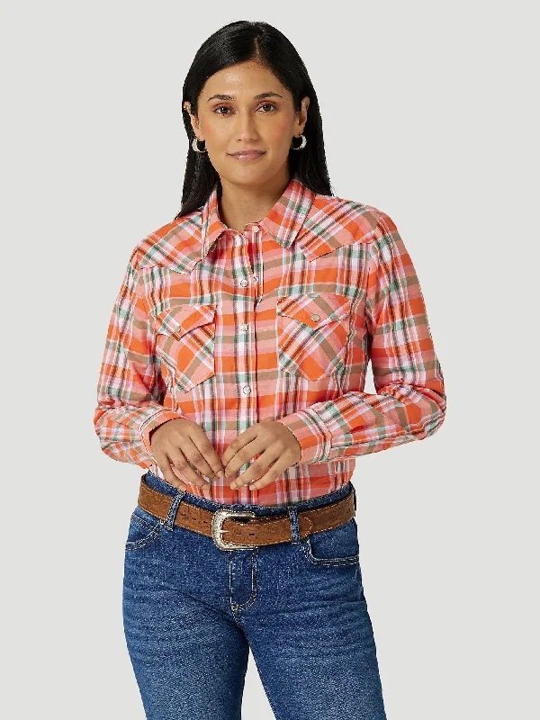 Wrangler Women’s Orange Plaid Shirt