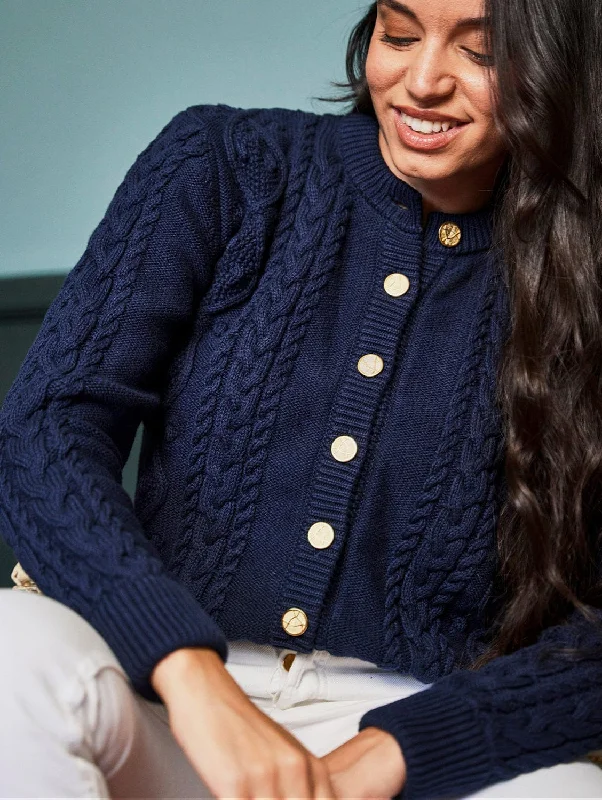 Cloud Organic Cotton Thick Knit Cardigan | Midnight Blue