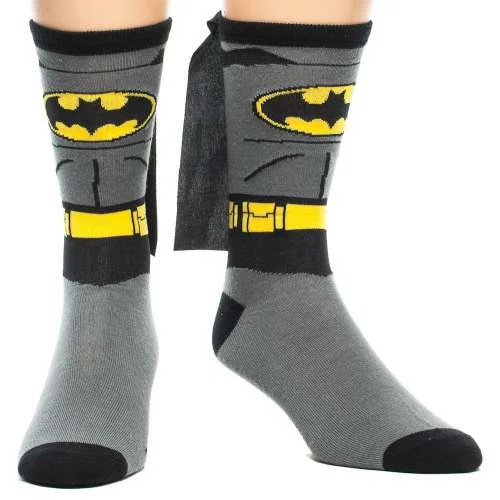 DC Comics Batman Suit Up Crew Socks with Cape for Men