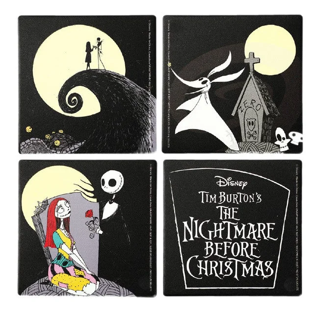 Disney The Nightmare Before Christmas Black Ceramic Coasters Set of 4