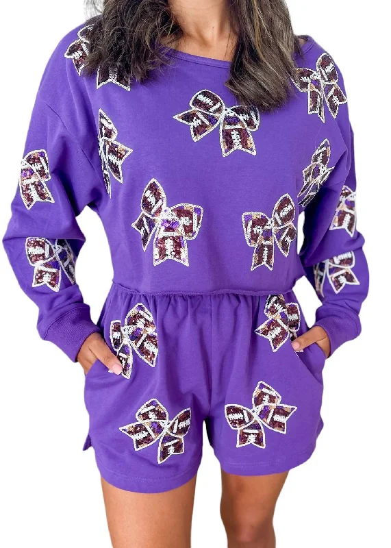 Football Ribbon Sweatshirt In Purple