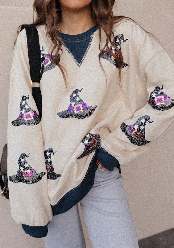 Sequin Hat Print Long Sleeve Sweatshirt