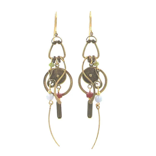 Silver Forest Clock Works W/ Wisp & Beads Earrings