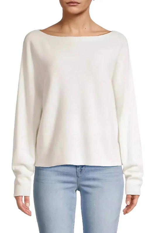 Yangon Boat Neck Sweatshirt In Organic White