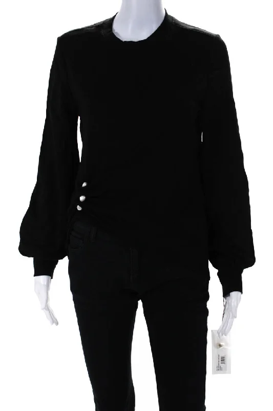 Adeam Womens Long Sleeve Pearl Sweatshirt Black