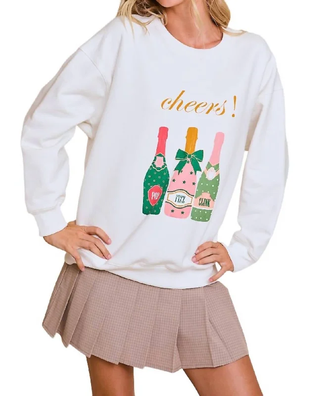 Cheers Graphic Sweatshirt In White