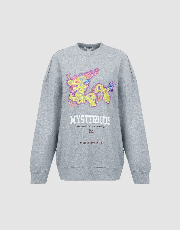 Printed Crew Neck Loose Sweatshirt