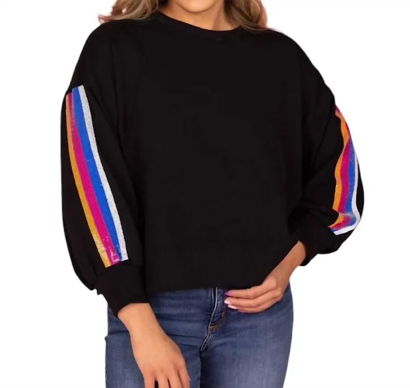 Jockey Sequin Stripe Sweatshirt In Midnight