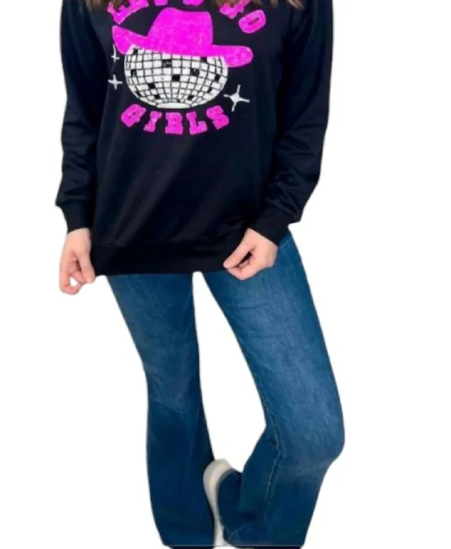 Let’S Go Girls Sequin Patch Sweatshirt In Black