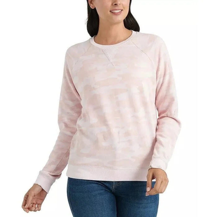 Lucky Brand Women's Camo-Print Cotton-Blend Sweatshirt Pink Size X-Small