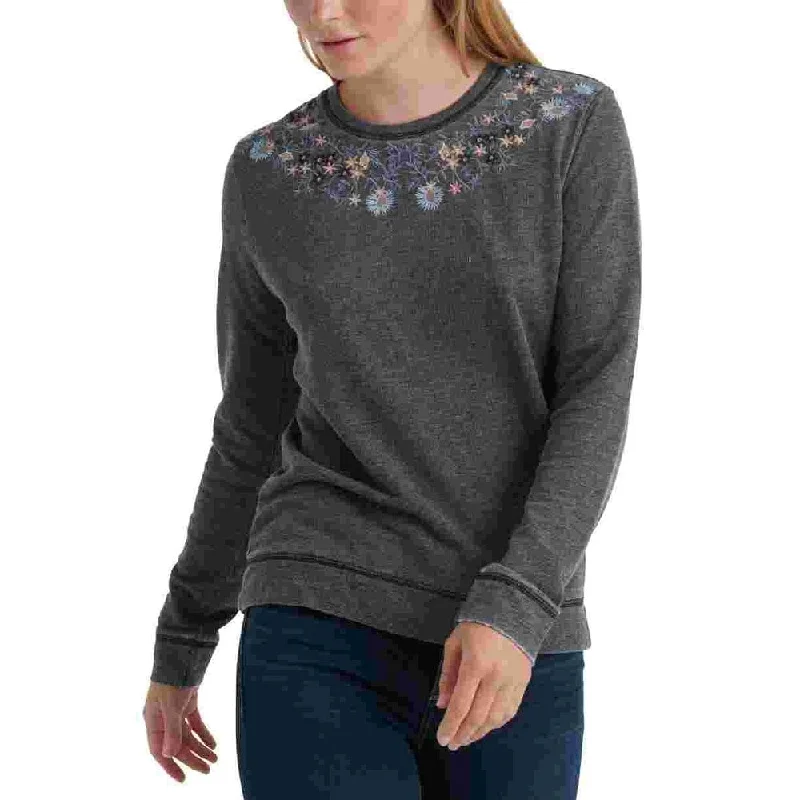 Lucky Brand Women's Necklace Embroidered Sweatshirt Black Size X-Small