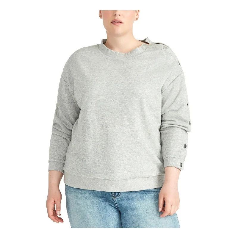 Rachel Roy Women's Plus Studded Asymmetric Sweatshirt Gray Size 0X