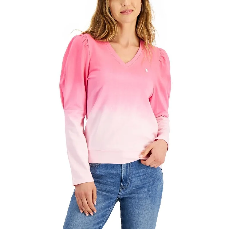 Tommy Hilfiger Women's Cotton Ombre Sweatshirt Pink Size Medium