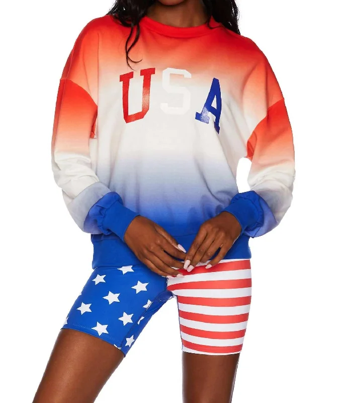 Usa Sweatshirt In Patriotic Gradient