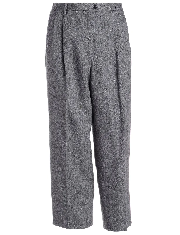 Reclaimed Grey Cropped Tapered Trousers