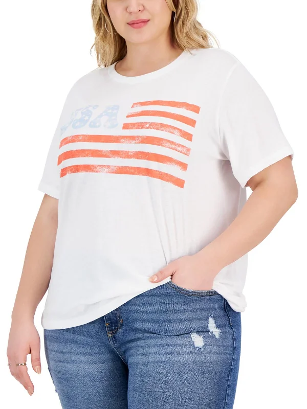 Plus Womens American Flag Tee Graphic T-Shirt