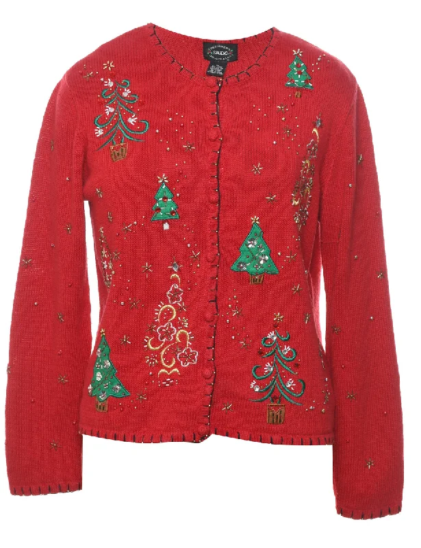 Red Christmas Cardigan - M