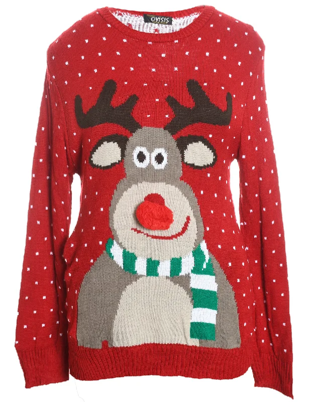 Reindeer Christmas Jumper - L