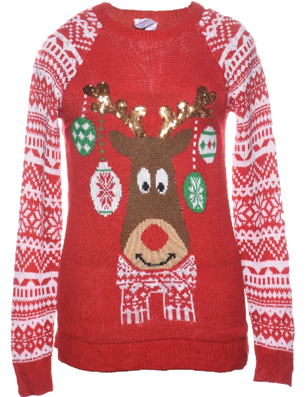 Reindeer Christmas Jumper - M