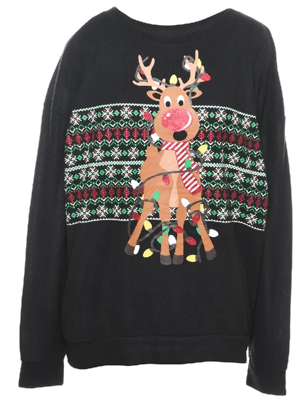 Reindeer Christmas Sweatshirt - L