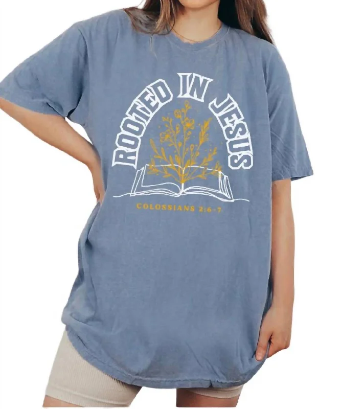 Rooted In Jesus T-Shirt In Blue