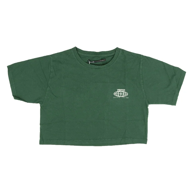 Visitor On Earth Cropped Logo T-Shirt - Green