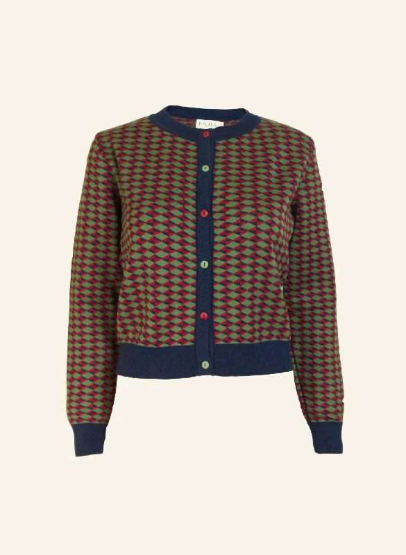 Vera - Navy Harman Jacquard Cardigan