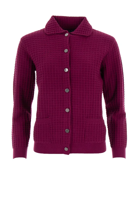 Castle of Ireland Waffle Knit Cardigan, Purple