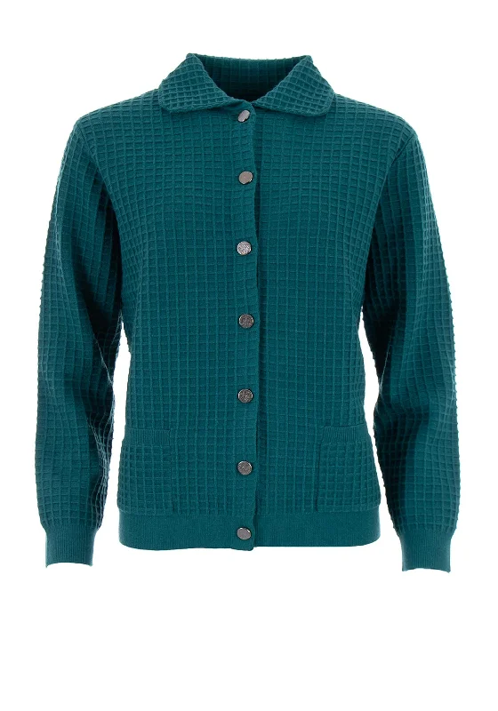 Castle of Ireland Waffle Knit Cardigan, Green