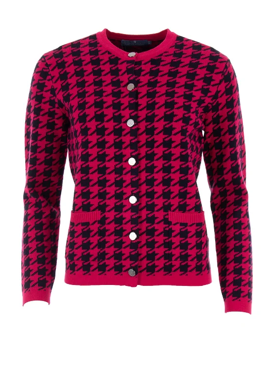 Castle of Ireland Houndstooth Button Up Cardigan, Pink