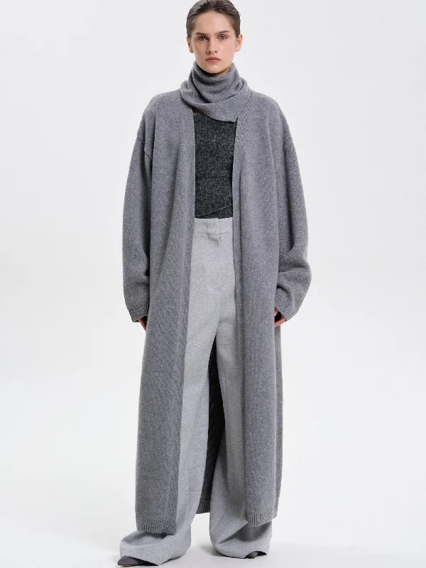 Maxi Robe Scarf Cardigan, Grey